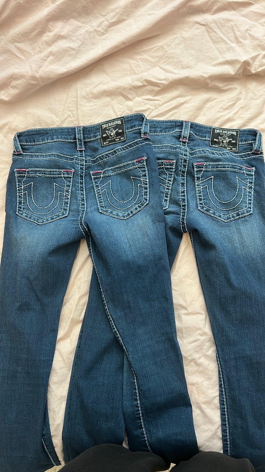 Set of 2 True Religion Halle Mid Rise Super Skinny Jeans