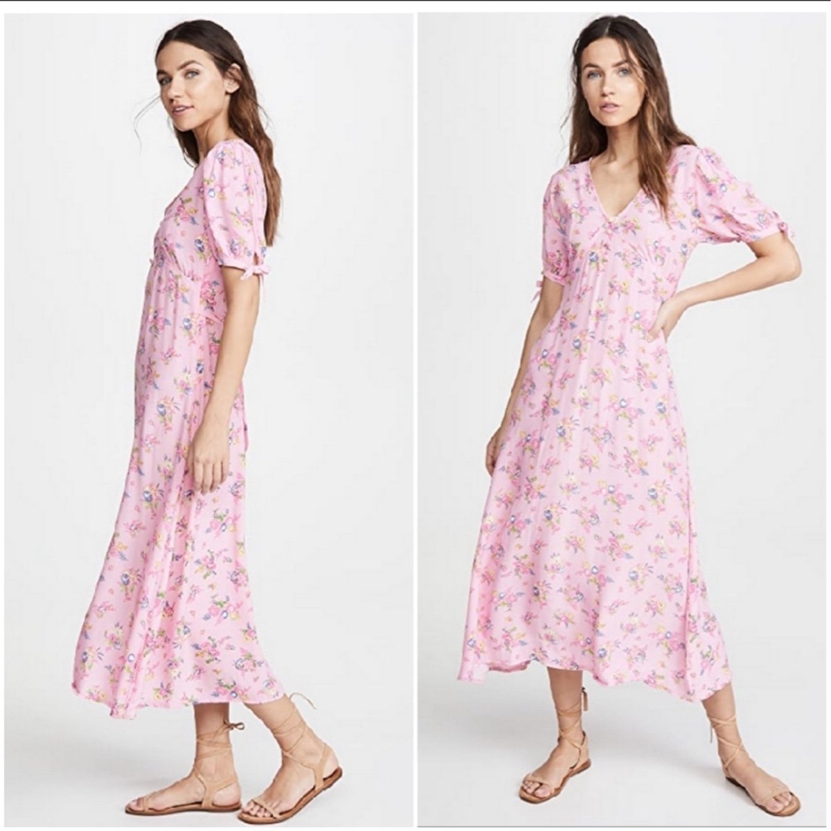Faithful The Brand Daija Floral Crepe Midi Dress Sz S/4