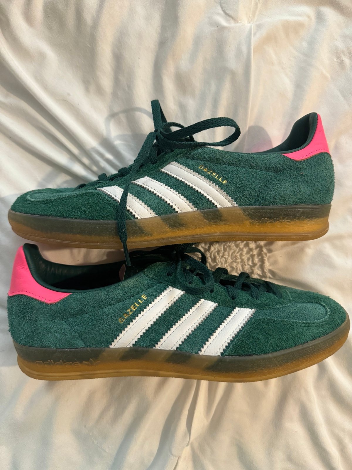 Adidas Gazelle indoor collegiate green pink shoes