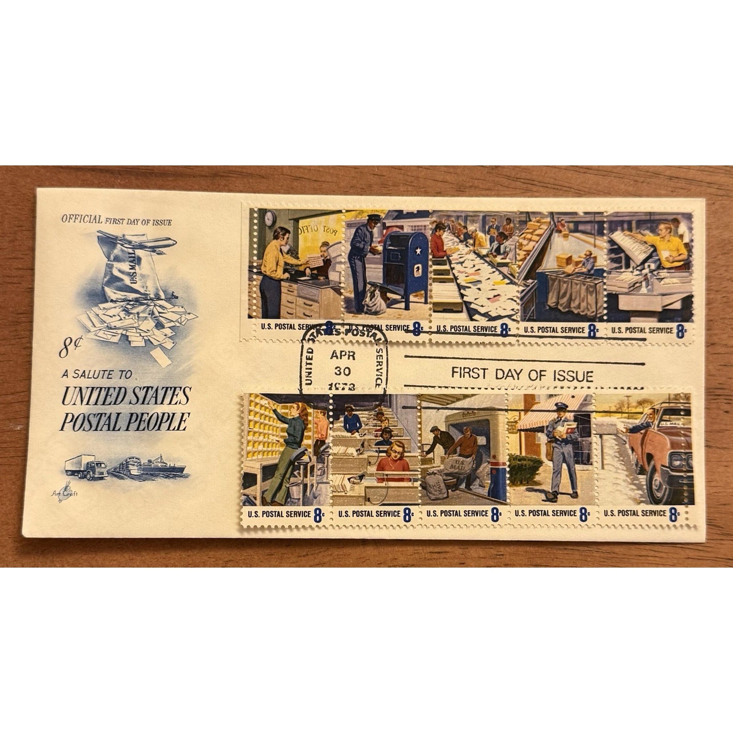 US FDC #1489-1498 Artcraft 1973 USPS USPS Postal People