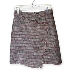 Halogen Multicolor Faux Wrap Fringed Tweed Short Skirt - Lined Size 4