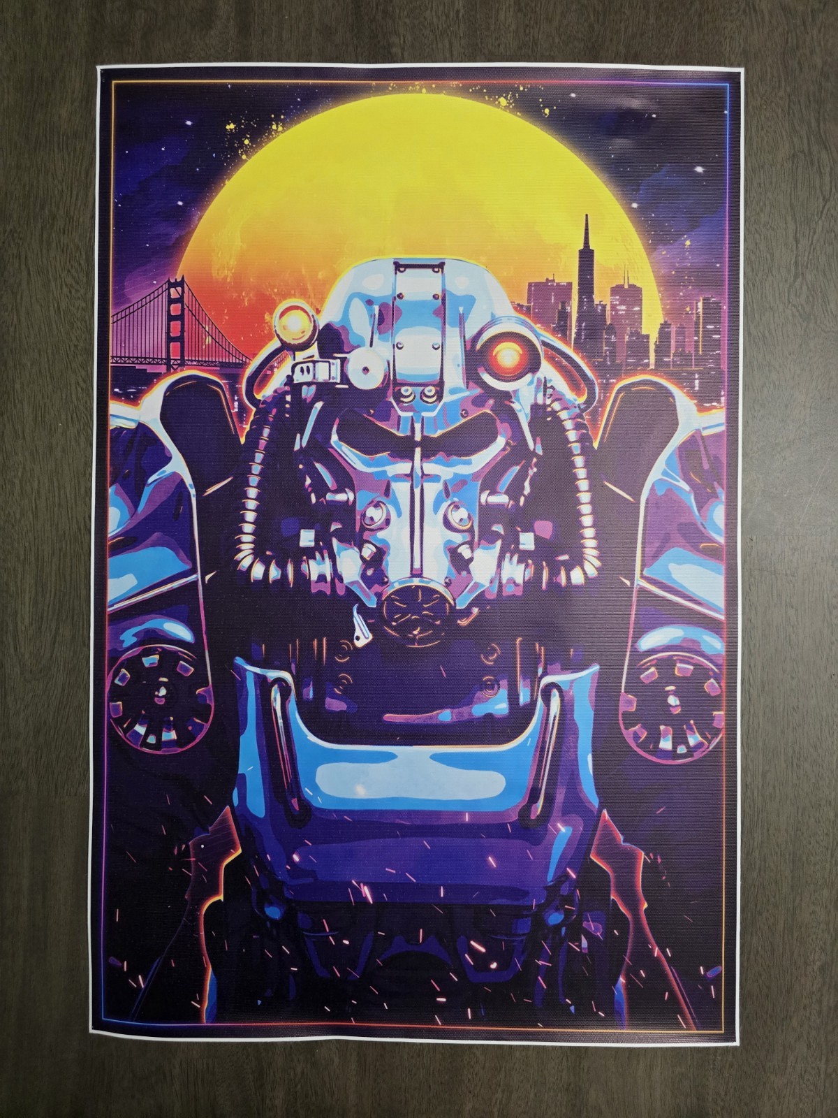 Fallout Brotherhood of Steel Vinyl Poster with Neon Colors 23.5 x15