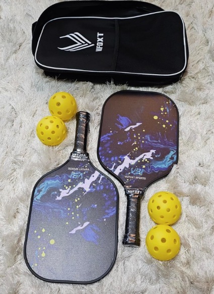 Pickleball Paddles Set of 2, Carbon Fiber, Graphite Honeycomb Core Graphite Face