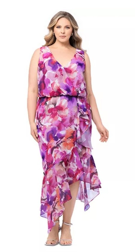 Xscape floral blouson dress