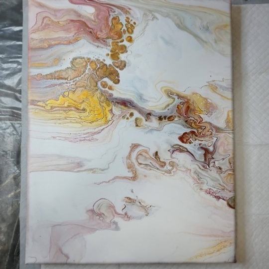Original Abstract Art/Fluid Acrylic on Canvas 14x18 - detail