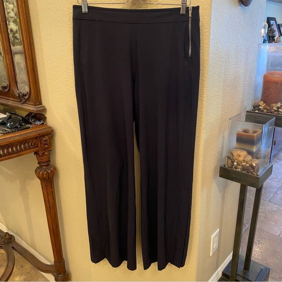 ATHLETA Women Black Wide Leg Snap Sides Pants Size 6