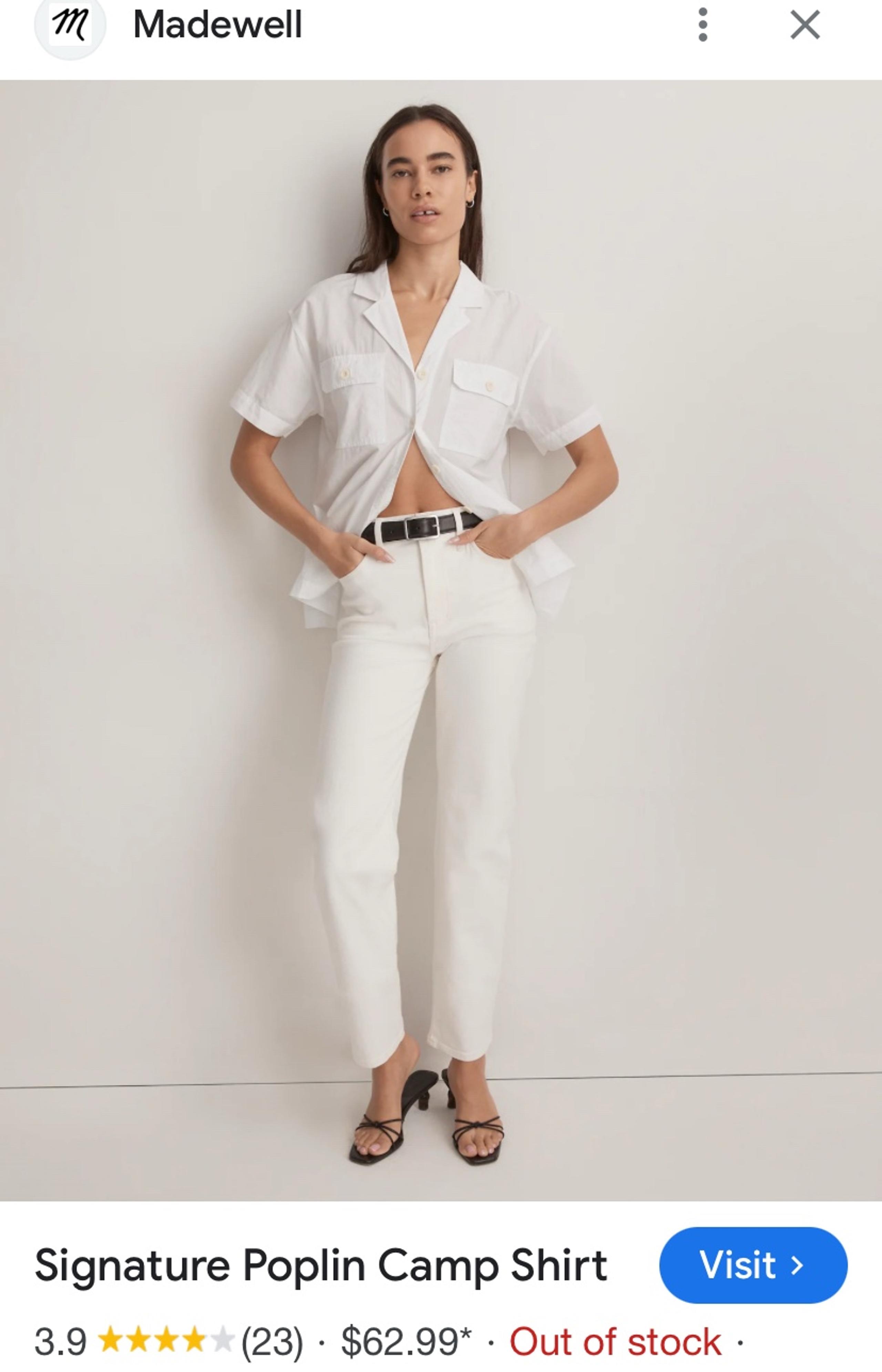 New with tags Madewell poplin camp shirt $70