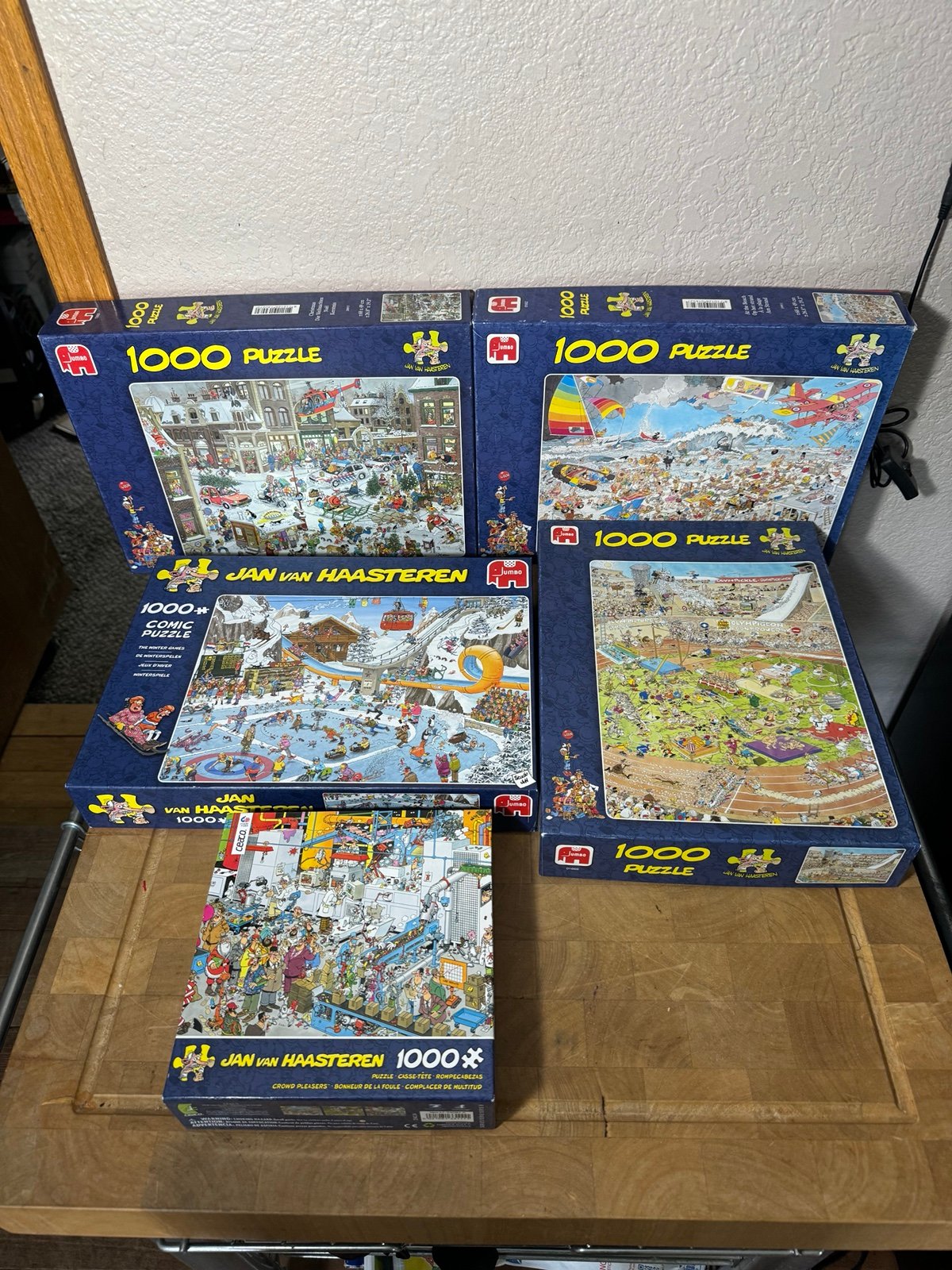 Lot of 5 Jumbo Jan Van Haasteren 1000 Piece Comic Jigsaw Puzzles