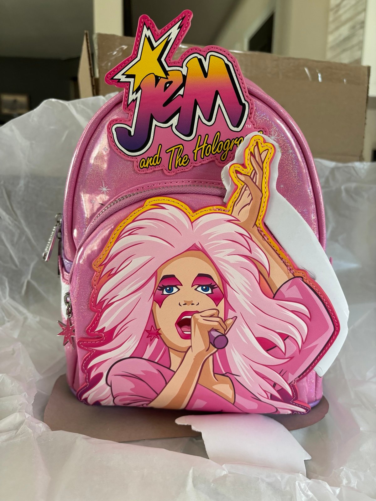Jem and the Holograms light up pink backpack