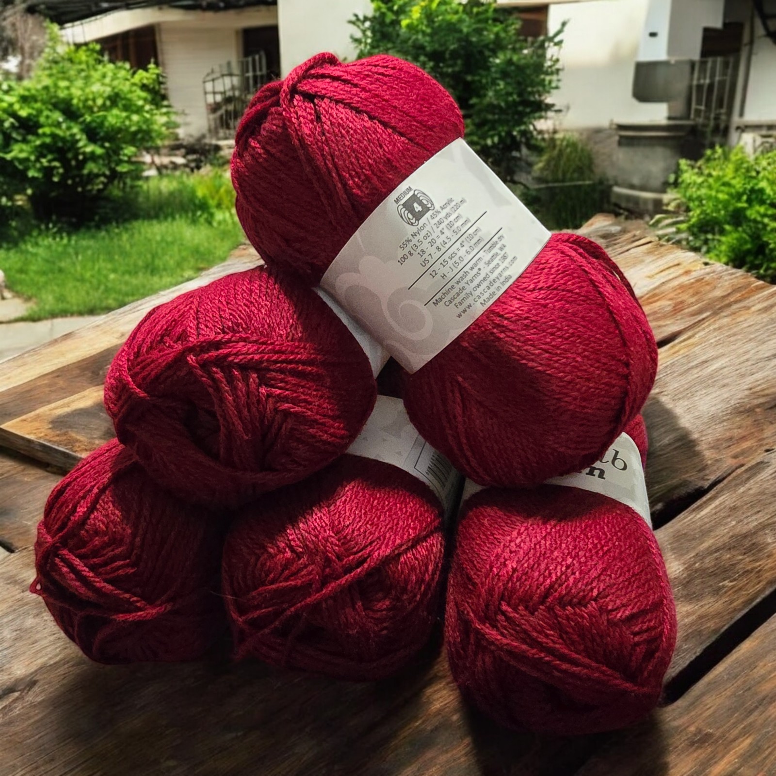 Cascade Cherub Aran, 5 Skeins in Color #74 Cabernet Soft Beautiful Washable Yarn