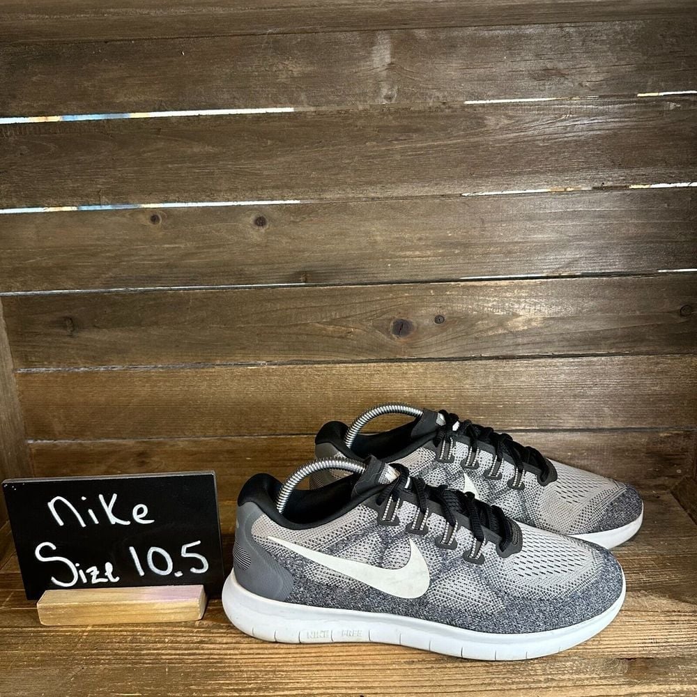 Womens Nike Free RN Flyknit Gray Athletic Running Sneakers Shoes Size 10.5 M GUC