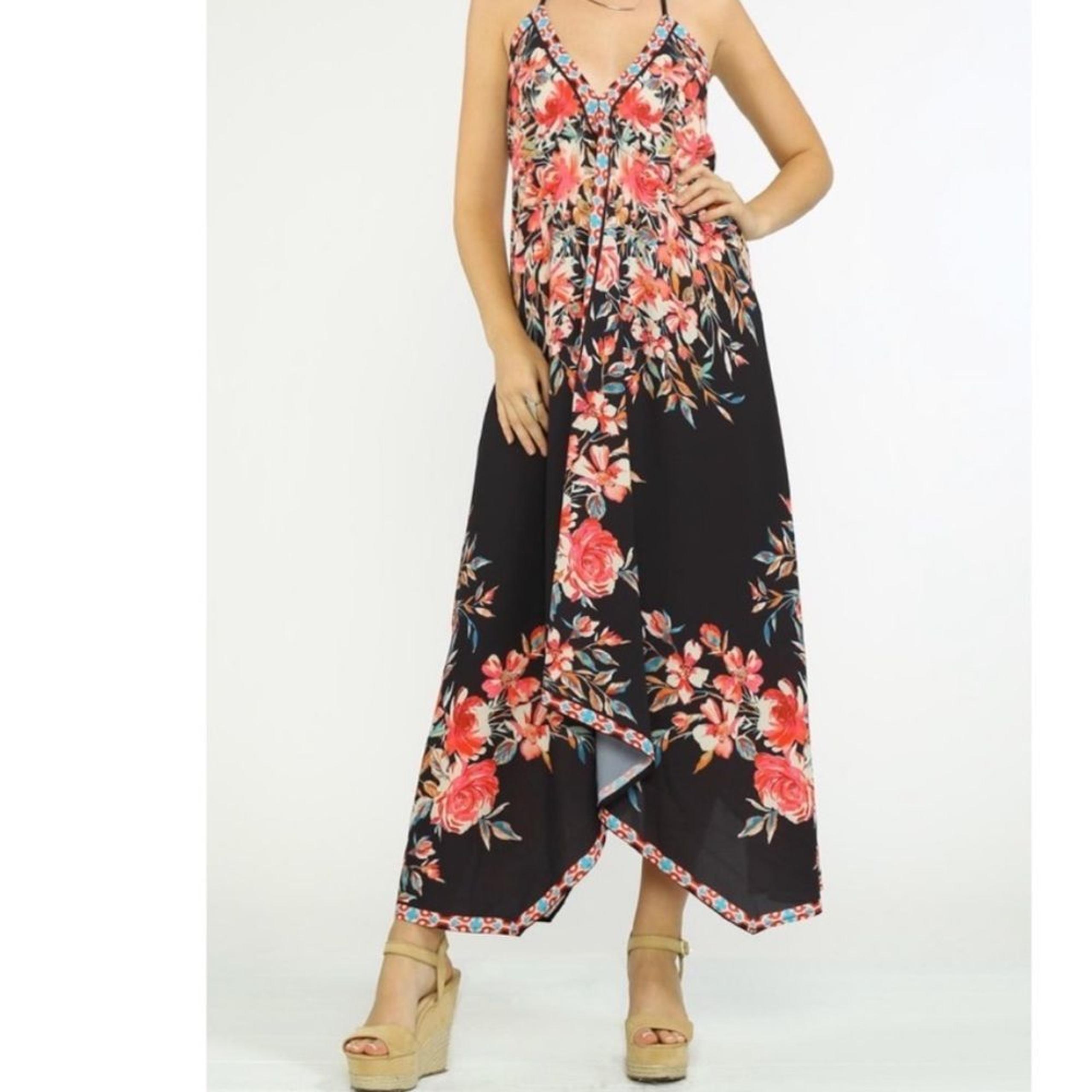 Flying Tomato boho floral halter maxi dress women's M sleeveless backless sexy