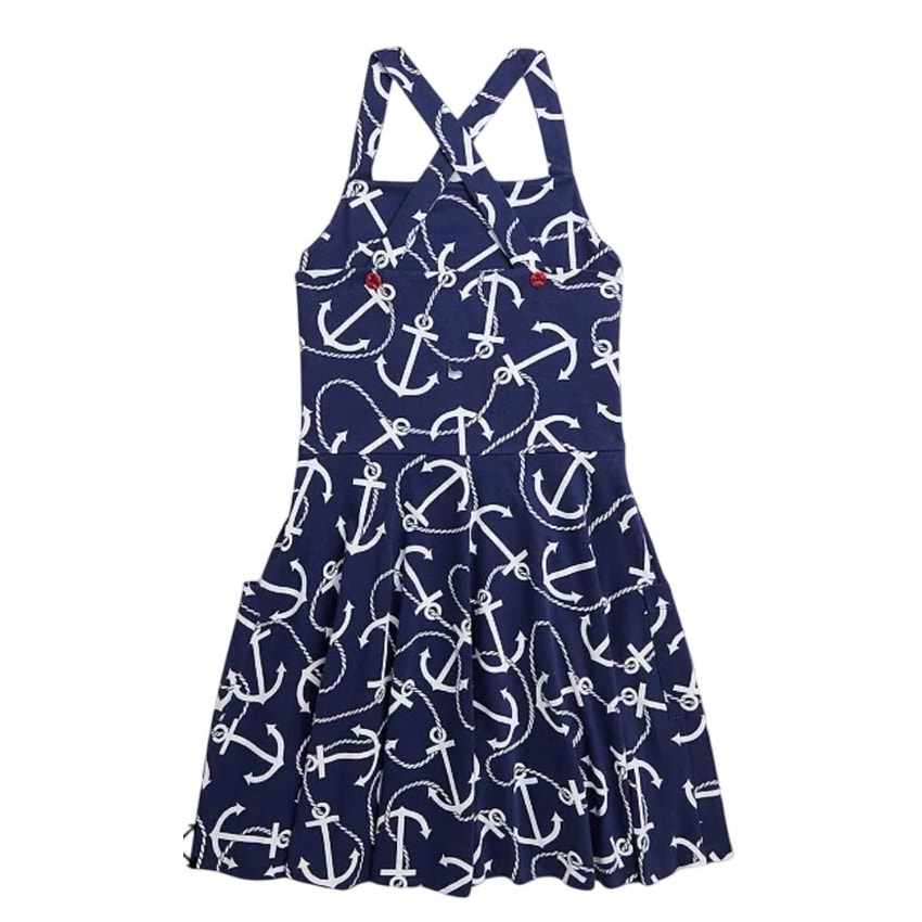 Polo Ralph Lauren Big Girls Anchor-Print Cotton Jersey Dress 4 166