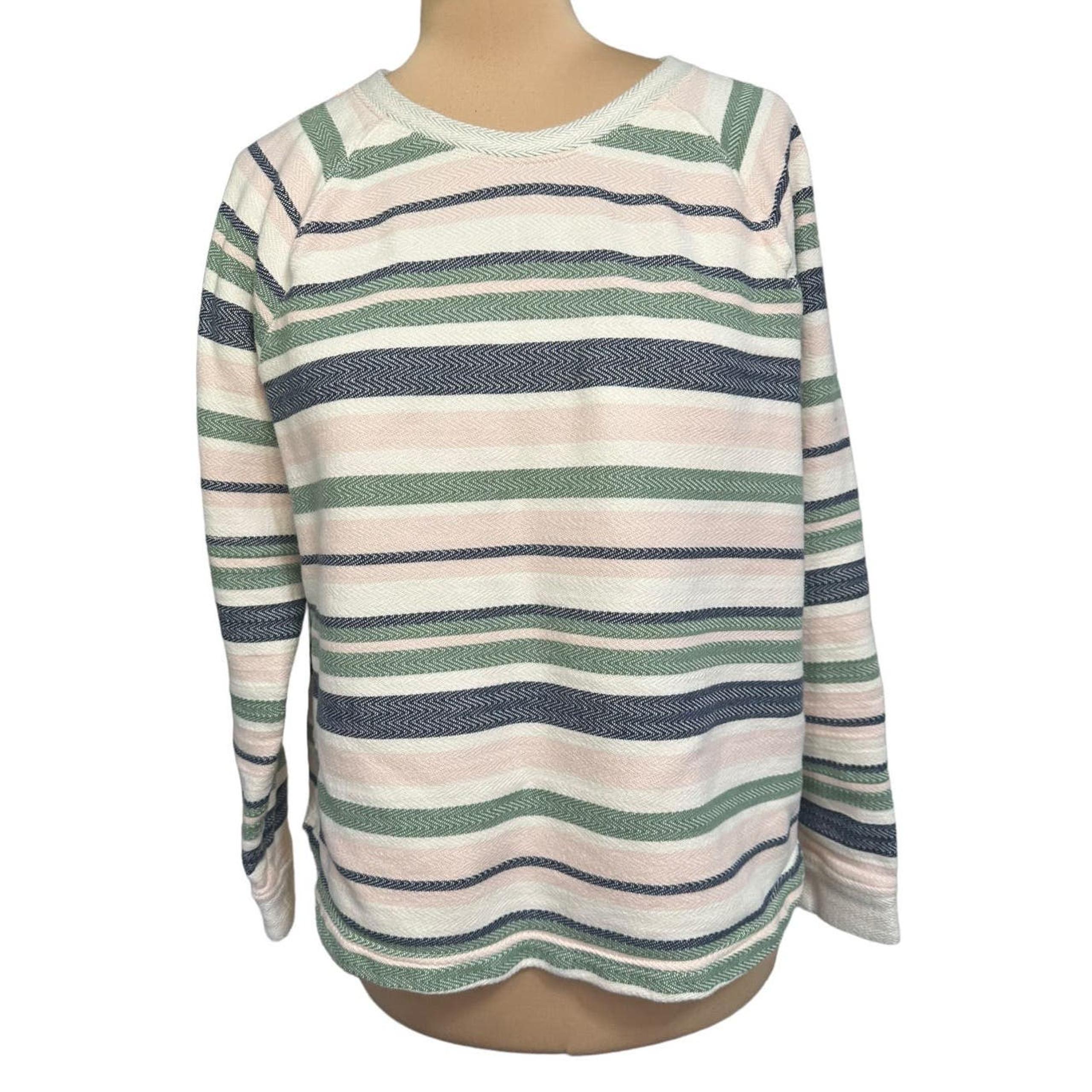Orivs Pastel Striped Crew Neck Sweatshirt, Size XL