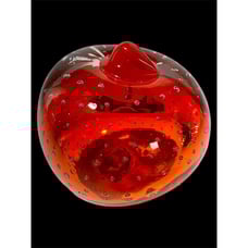 Vintage Kreiss Art Glass Japan Paperweight Red Apple Controlled Bubbles