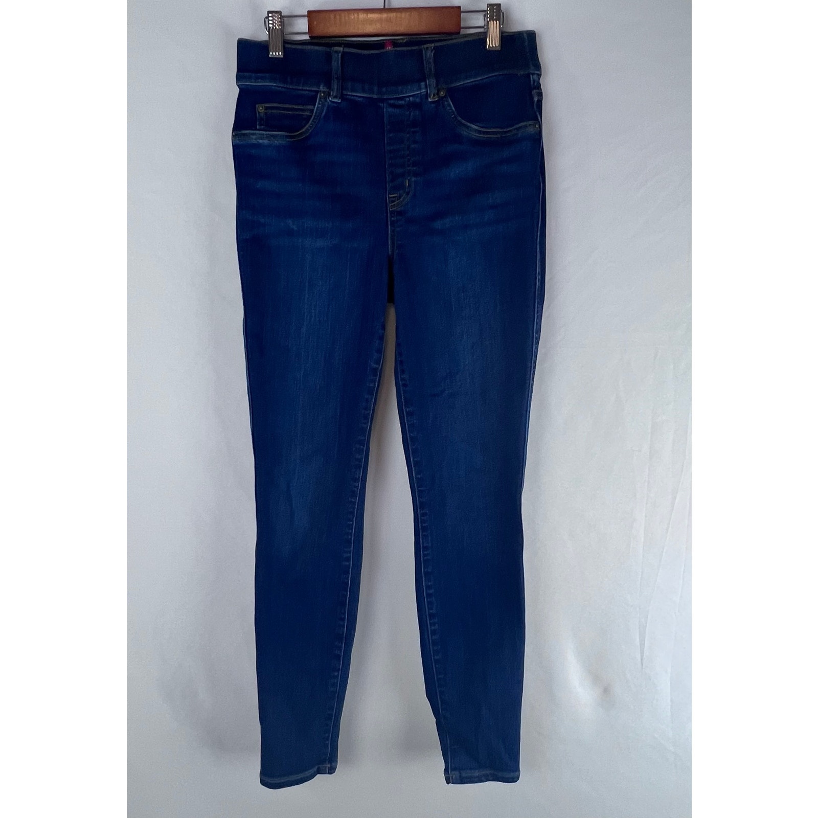 SPANX ANKLE SKINNY Distressed Blue Pull-on Jeans Jegging Size Small 128