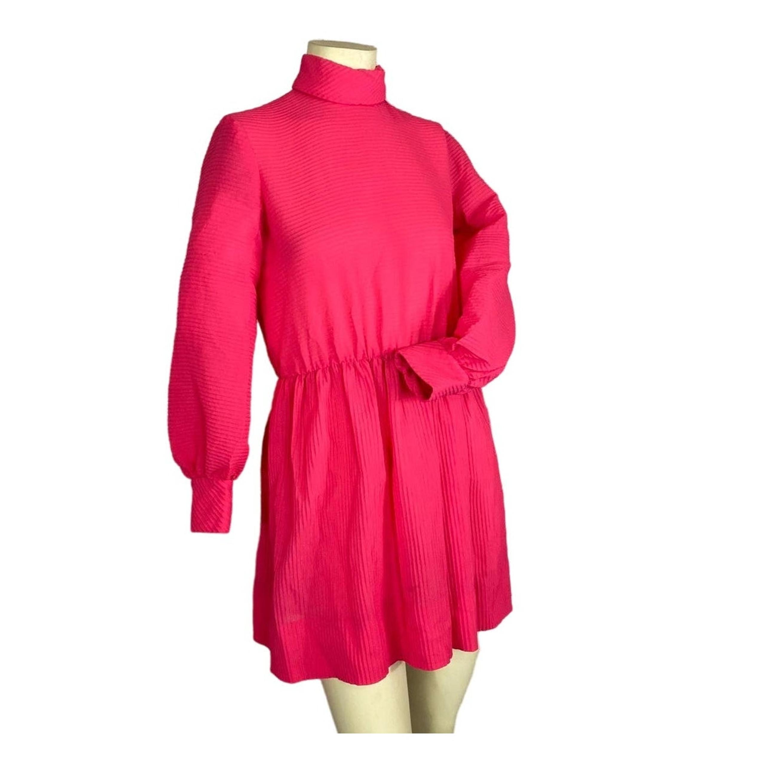 Vintage Saks Fifth Avenue pink dress with high neck & long sleeves size xs