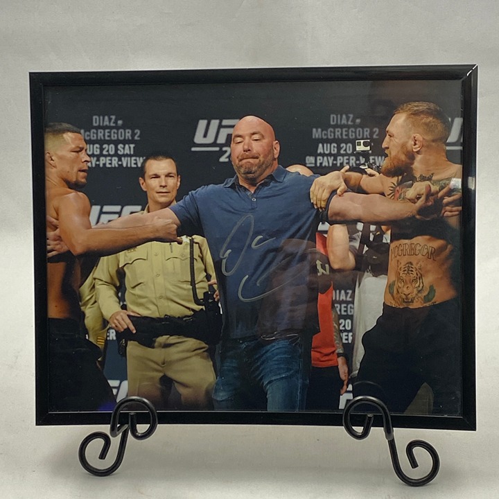 UFC Conor McGregor vs Nate Diaz 8x10 Prefight Signed by UFC President DANA WHITE
