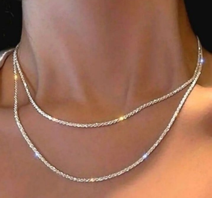 925 sterling silver sparkling Chain Necklace 17 inches