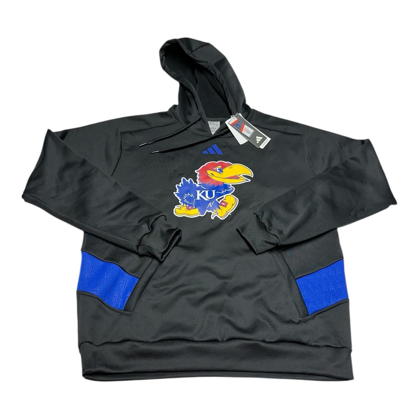 Adidas Kansas Jayhawks Hoodie Mens M Black Pullover Sweatshirt NCAA Basketball