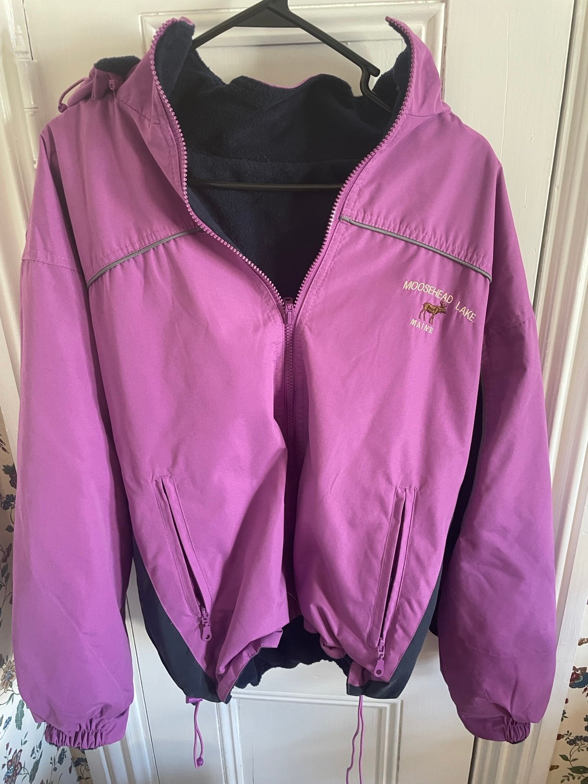 Vintage Moosehead Lake Maine Reversible Windbreaker Jacket / Fleece