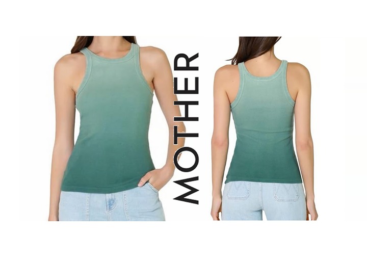MOTHER DENIM CAMEO GREEN OMBRE TANK TOP CHIN UPS sz XS