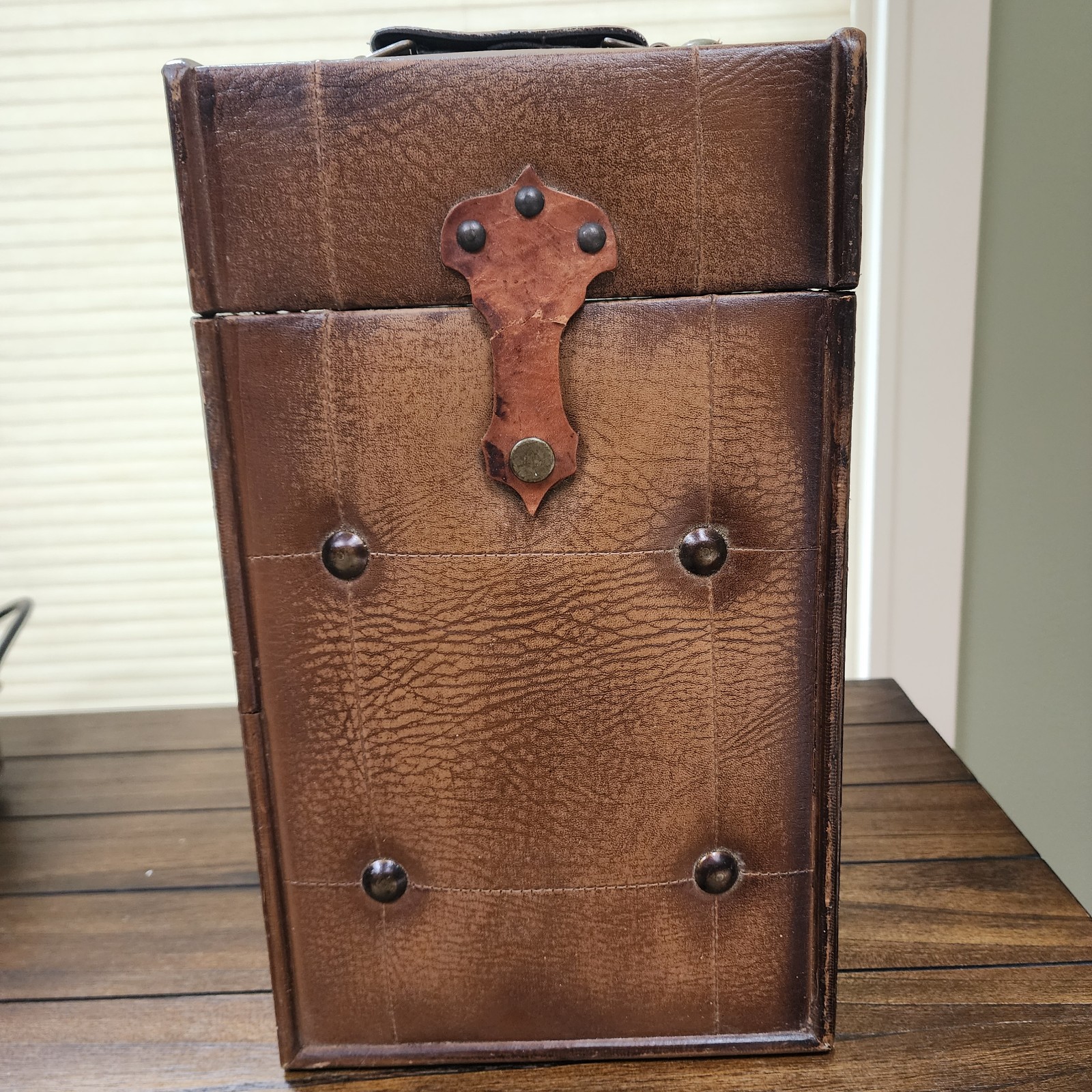 Vintage Three Hands Corp Leather Wine Box Carrier
