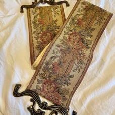 Antique Tapestry Wall Hanging Bell Pull BRASS HARDWARE 6” X Approx. 42”