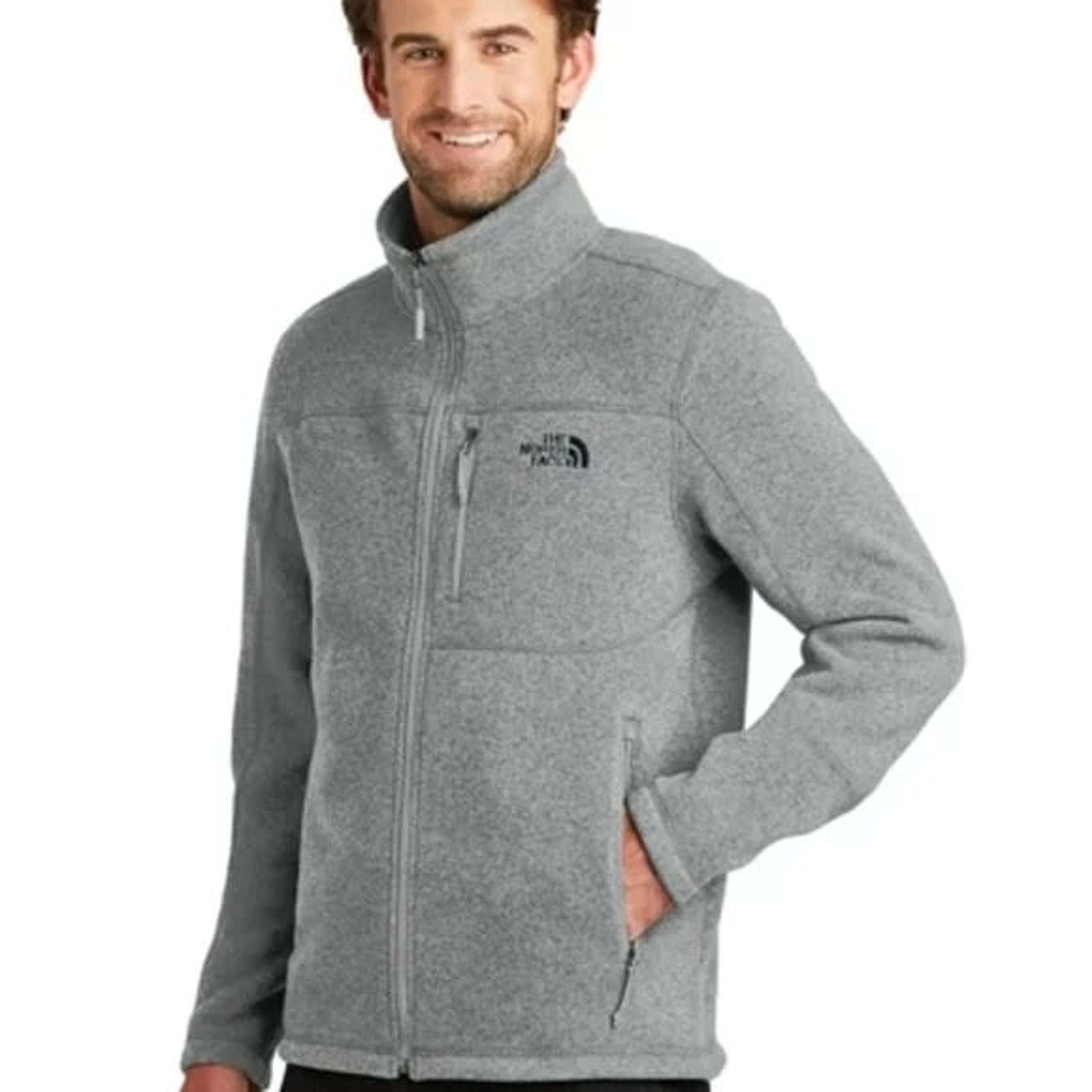 The North Face Men's Gray Heather Mock Neck Fleece Winter Jacket Size XL