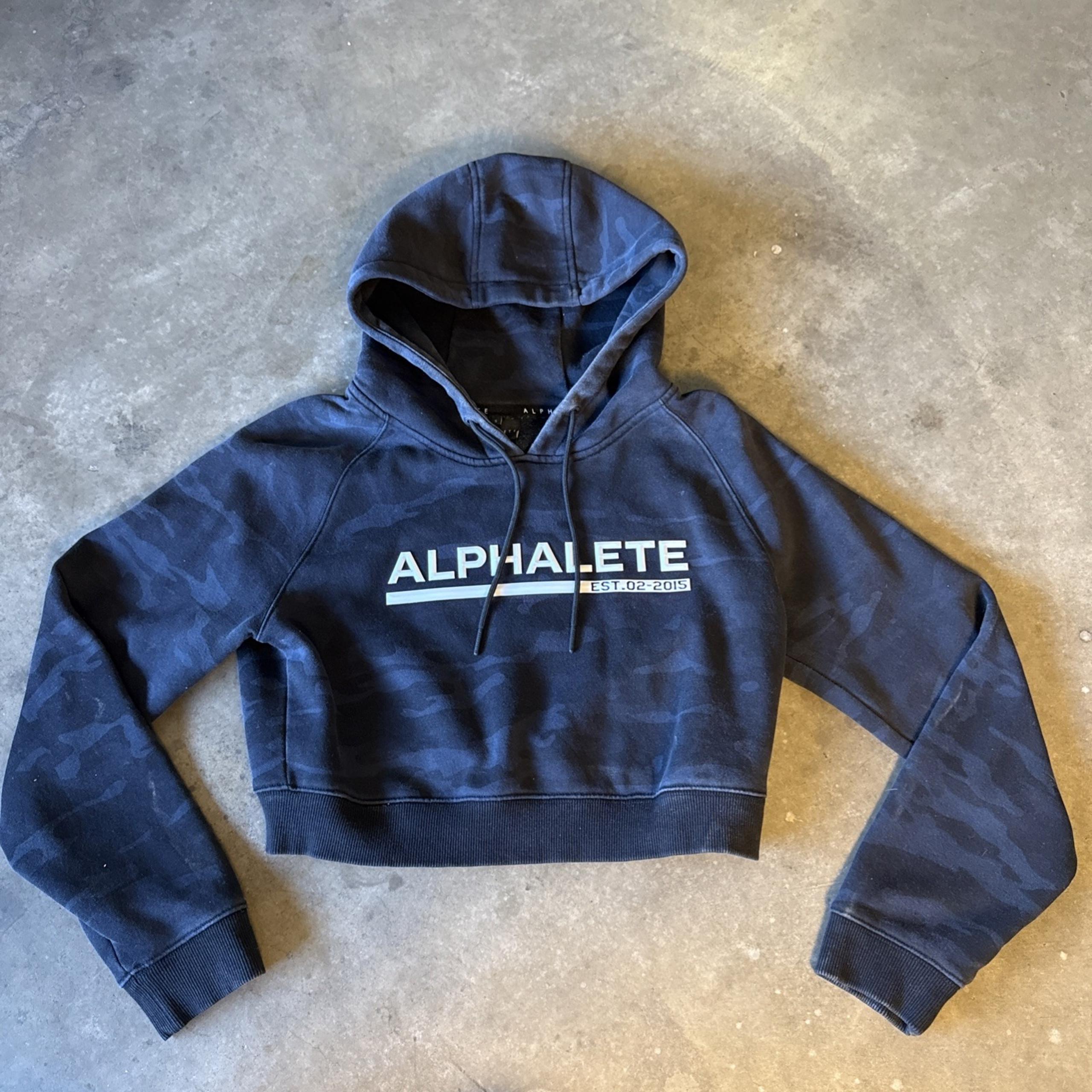 Alphalete Hoodie Women S Black Camo Crop Lifting Pullover Athletic Gym