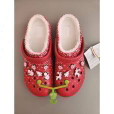 New Crocs Unisex-Adult Classic Lined Holiday Charm Clogs US M11 Red