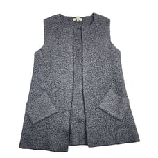 Cocogio Women's Chic Minimalist Merino Wool Blend Open Sweater Vest Gray Size M