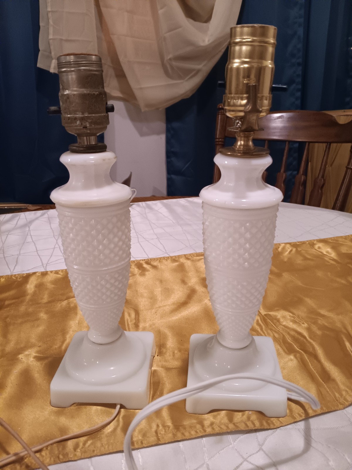English Hibnail Marble base lamps