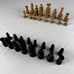 French Regency Chess 32 Piece Set Vintage Turned Wood King 2 5/8” Pawn 1 3/8”