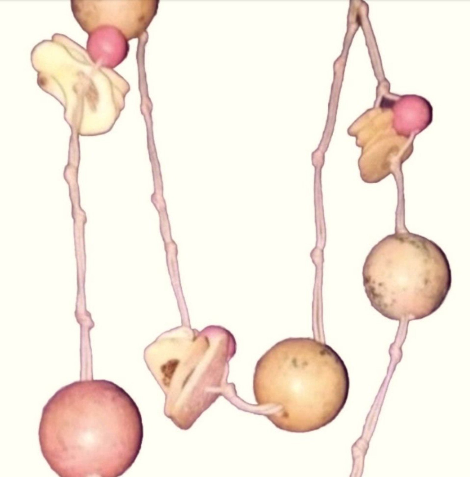 Necklace (Pink Gold Leather) | Double-Stranded Wood Beaded Statement Jewelry