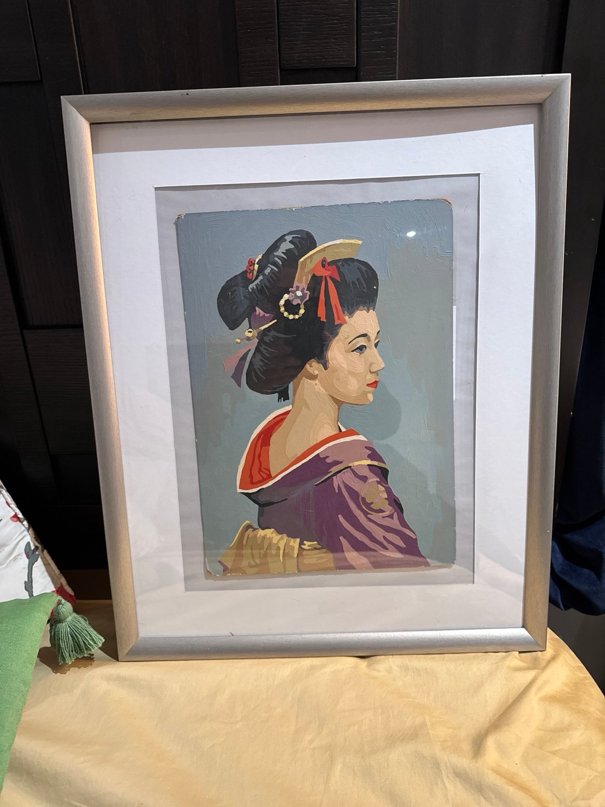 Two Paint by Number Vintage Geisha Girl portraits