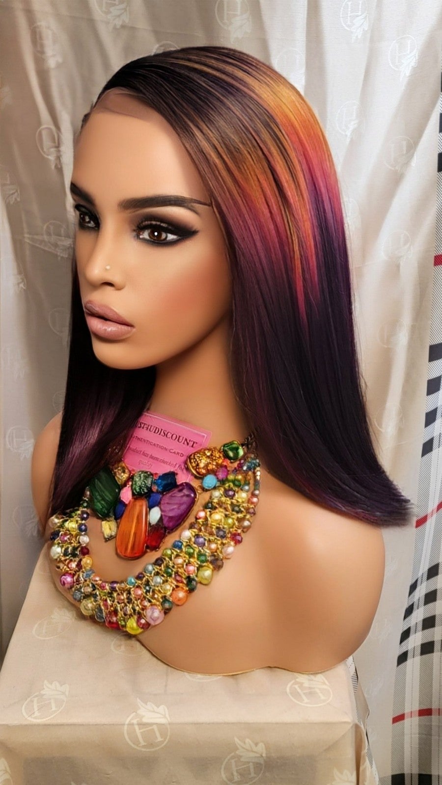 Sexy purple prism peach bob lace front wig