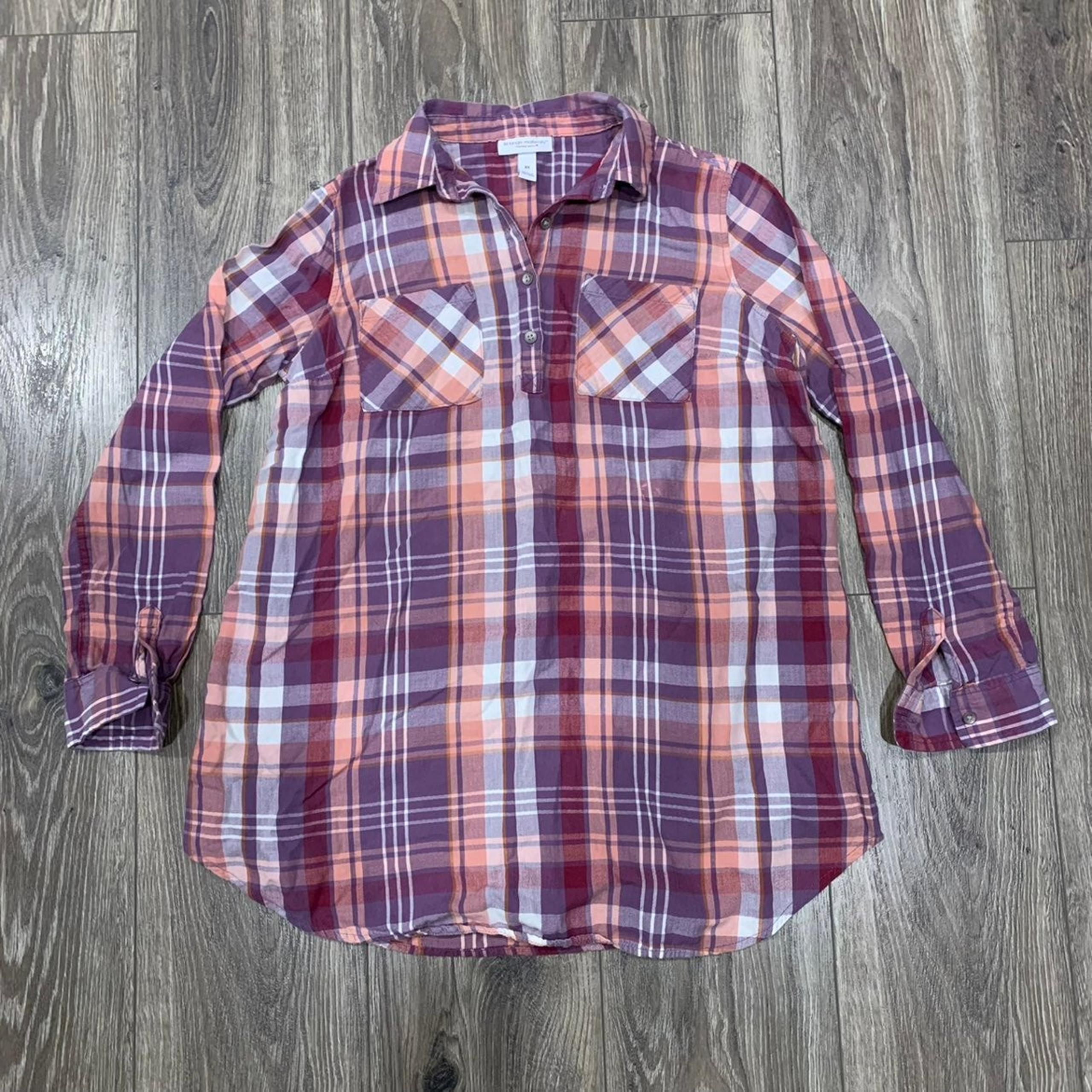 Liz Lange Maternity for Target Cotton Plaid Button Down Blouse