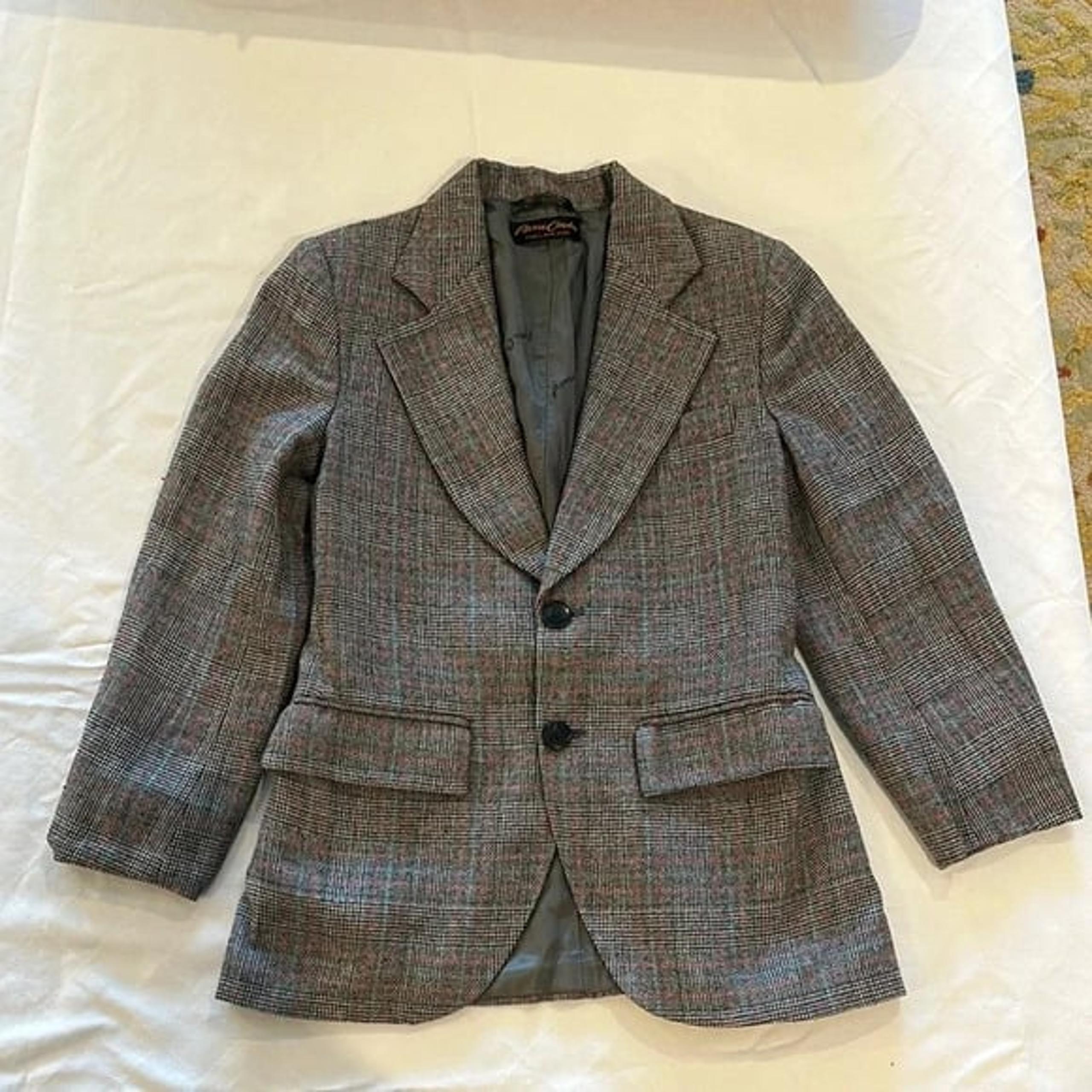 Pierre Cardin Gray Plaid Women's Jacket blazer VINTAGE women’s small coat