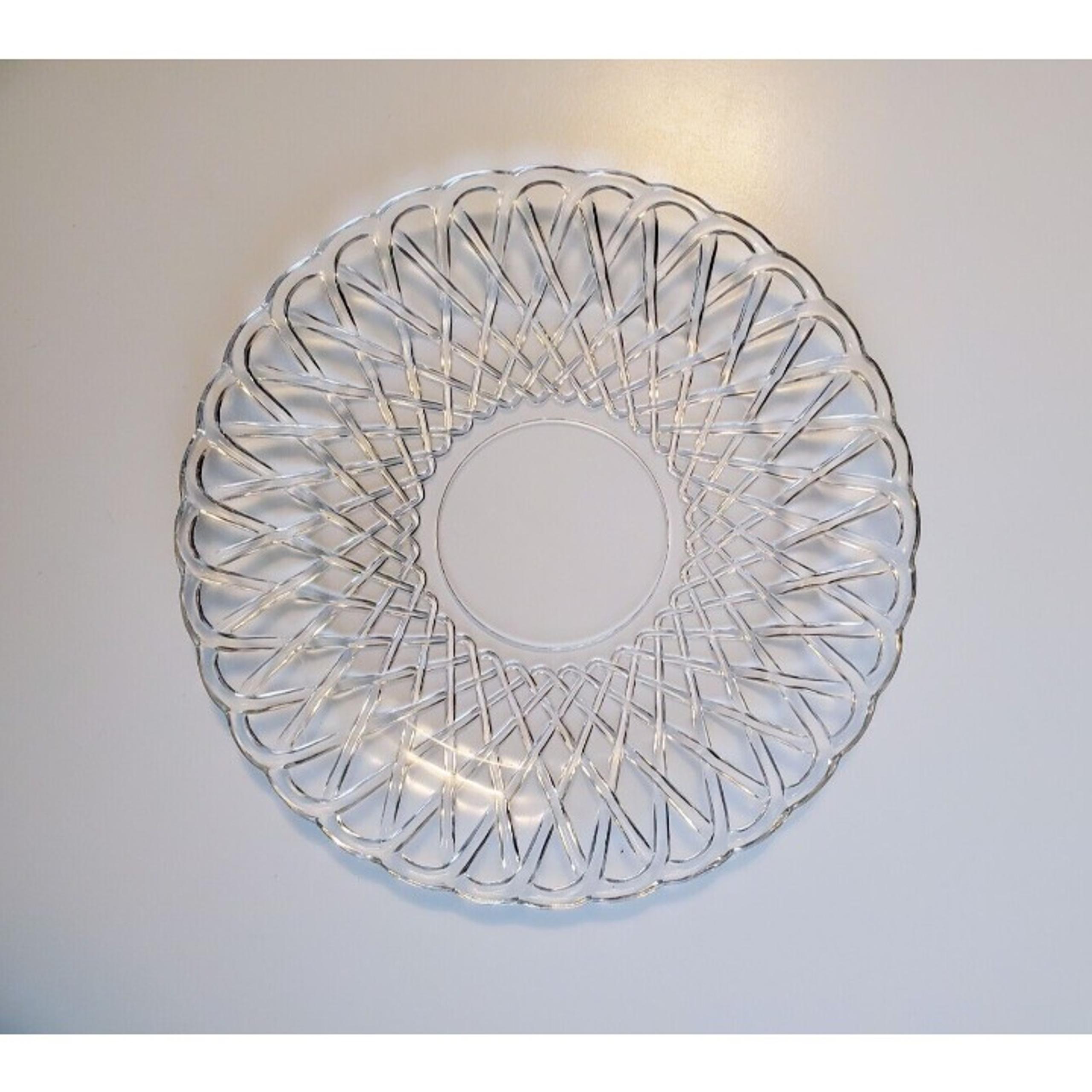 Indiana Glass Pretzel Pattern Clear Serving Plate Platter Dish Vintage Scalloped