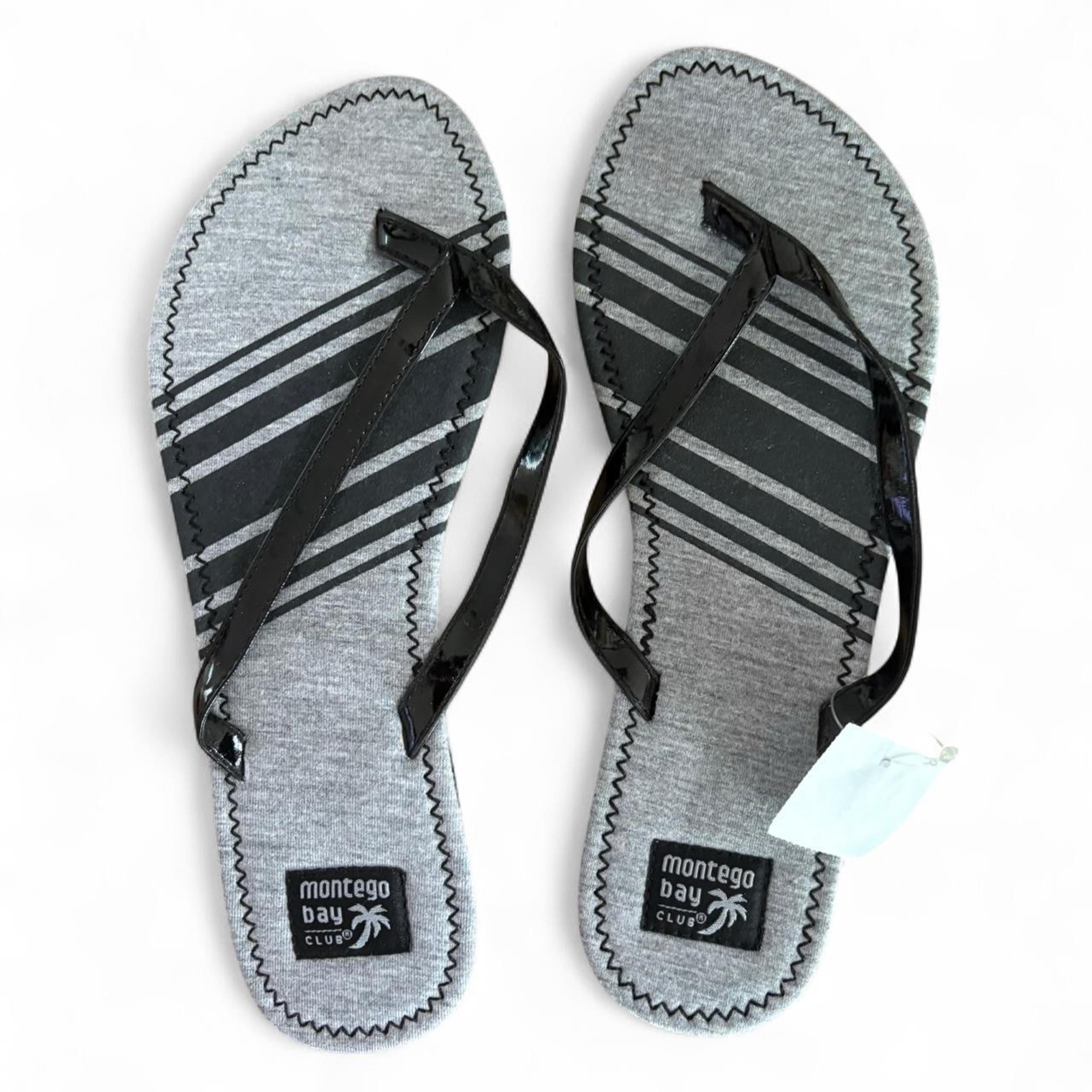 Montego Bay Club Gray Black Flip Flops