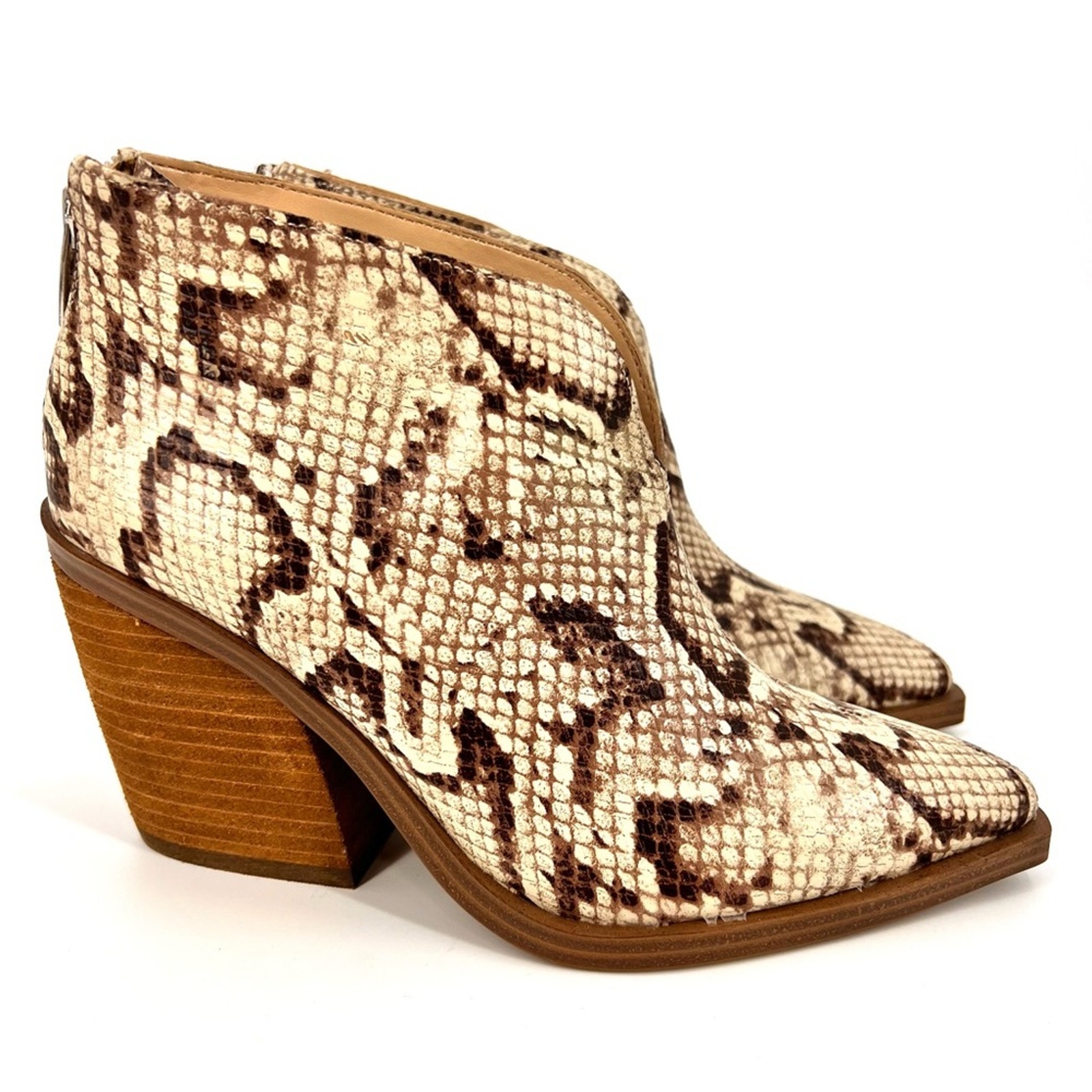 Vince Camuto Ginsel Pointed Toe Ankle Bootie Snake Print Leather Sz 7
