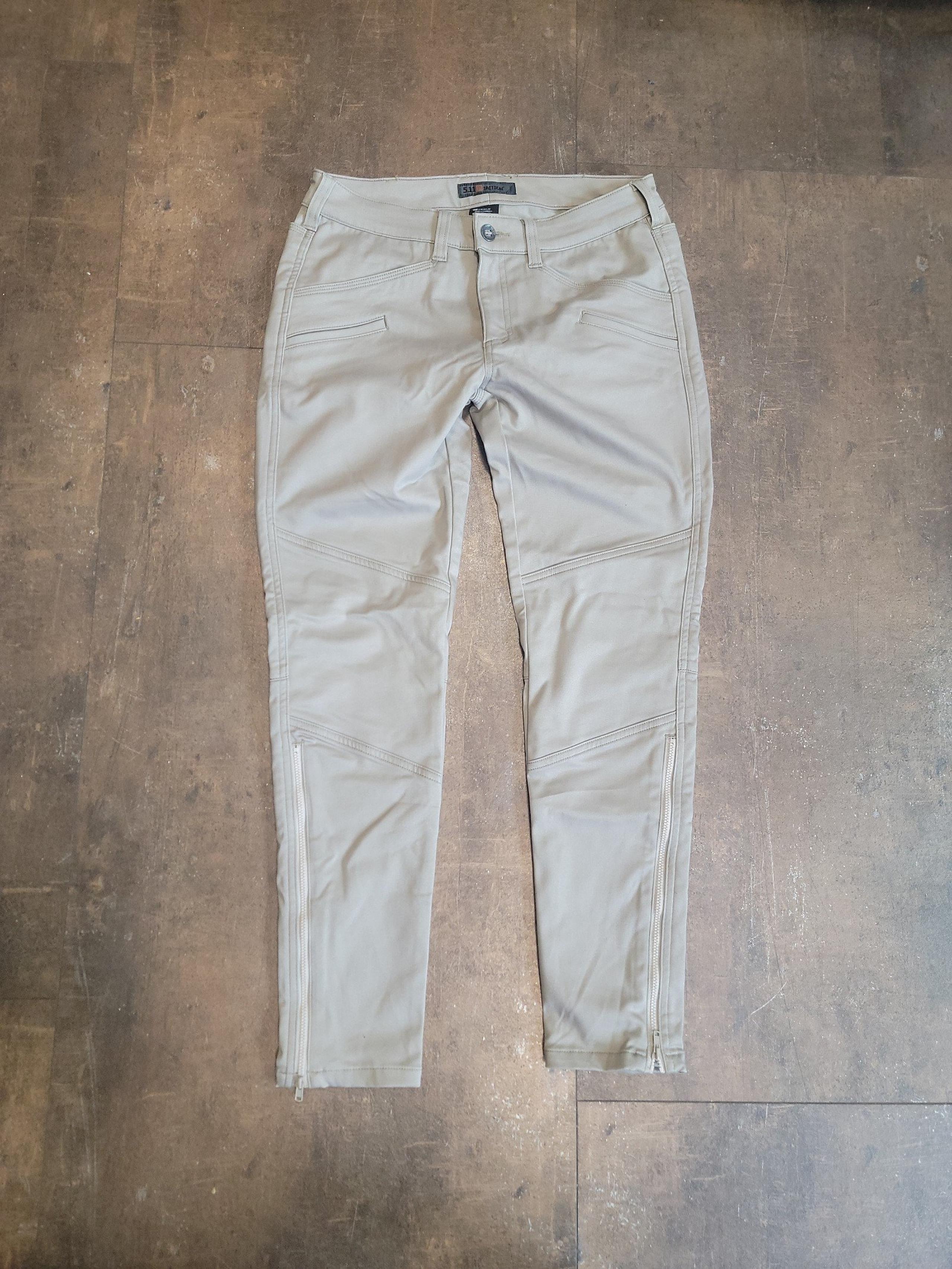 5.11 TACTICAL Pants-Tan Cotton/Poly 8 Pocket Jean Style, Zipped Ankle, Sz 6 Reg.