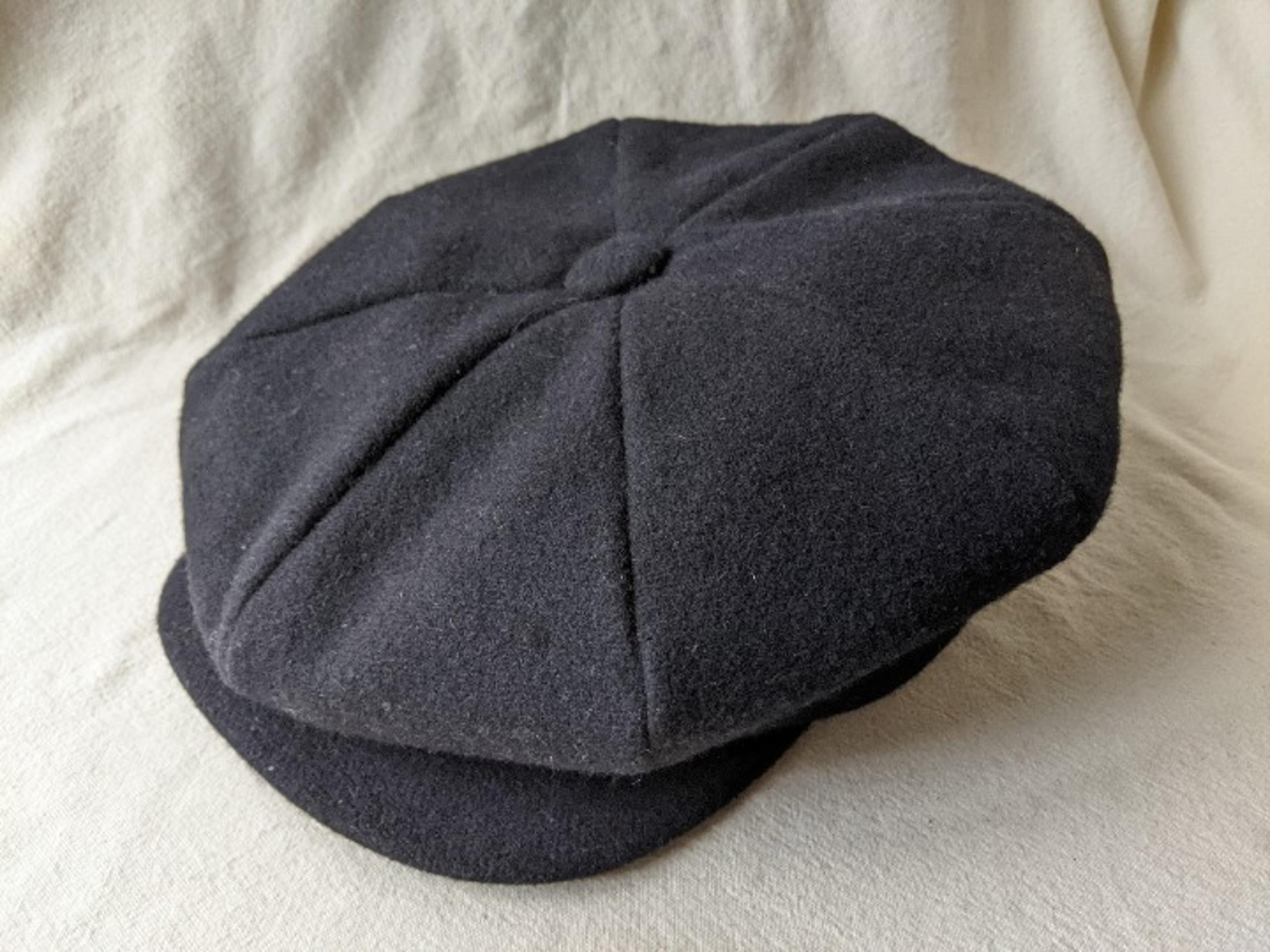 CAPAS Headwear NY Black Wool Flat Hat Newsboy Cap L-XL