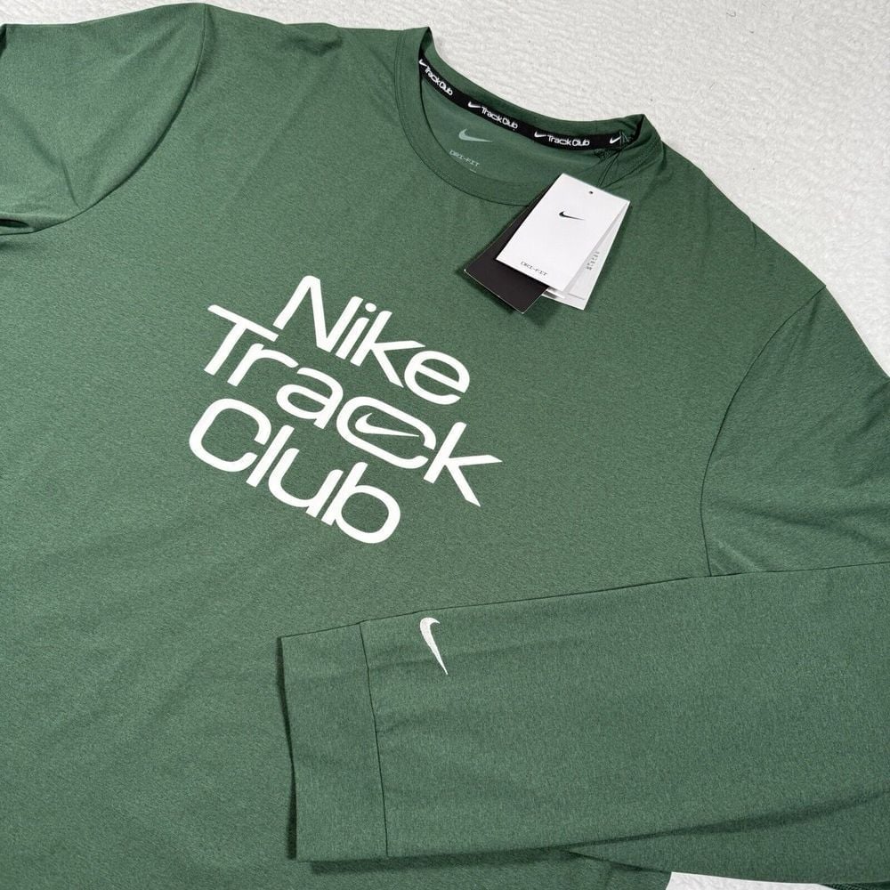 Nike Track Club Shirt Mens 2XL Green Dri-Fit Hyverse Long Sleeve Running Top