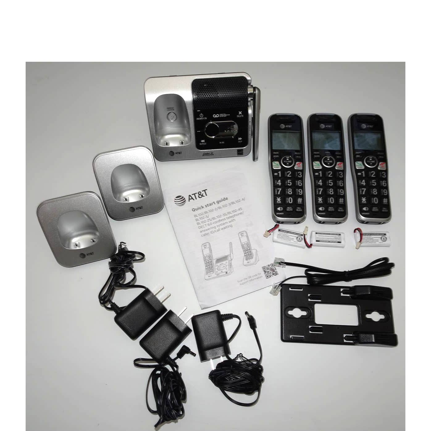 AT&T Bl102-3 Dect 6.0 3-Handset Cordless Phone for Home with Answering Machine