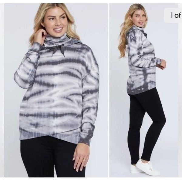 Seven jeans contrast Tie/tye die/dye hooded sweatshirt w/neck gaiter mask