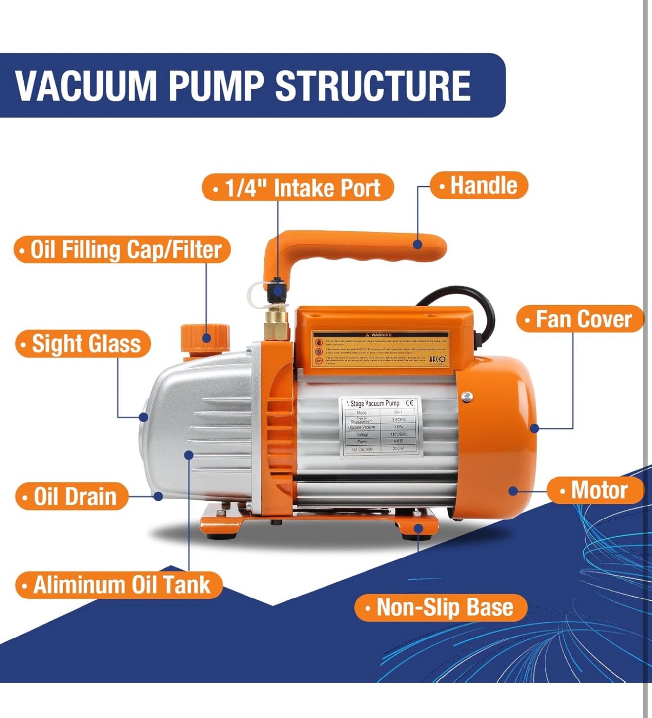 BACOENG 3.6CFM Vacuum Pump