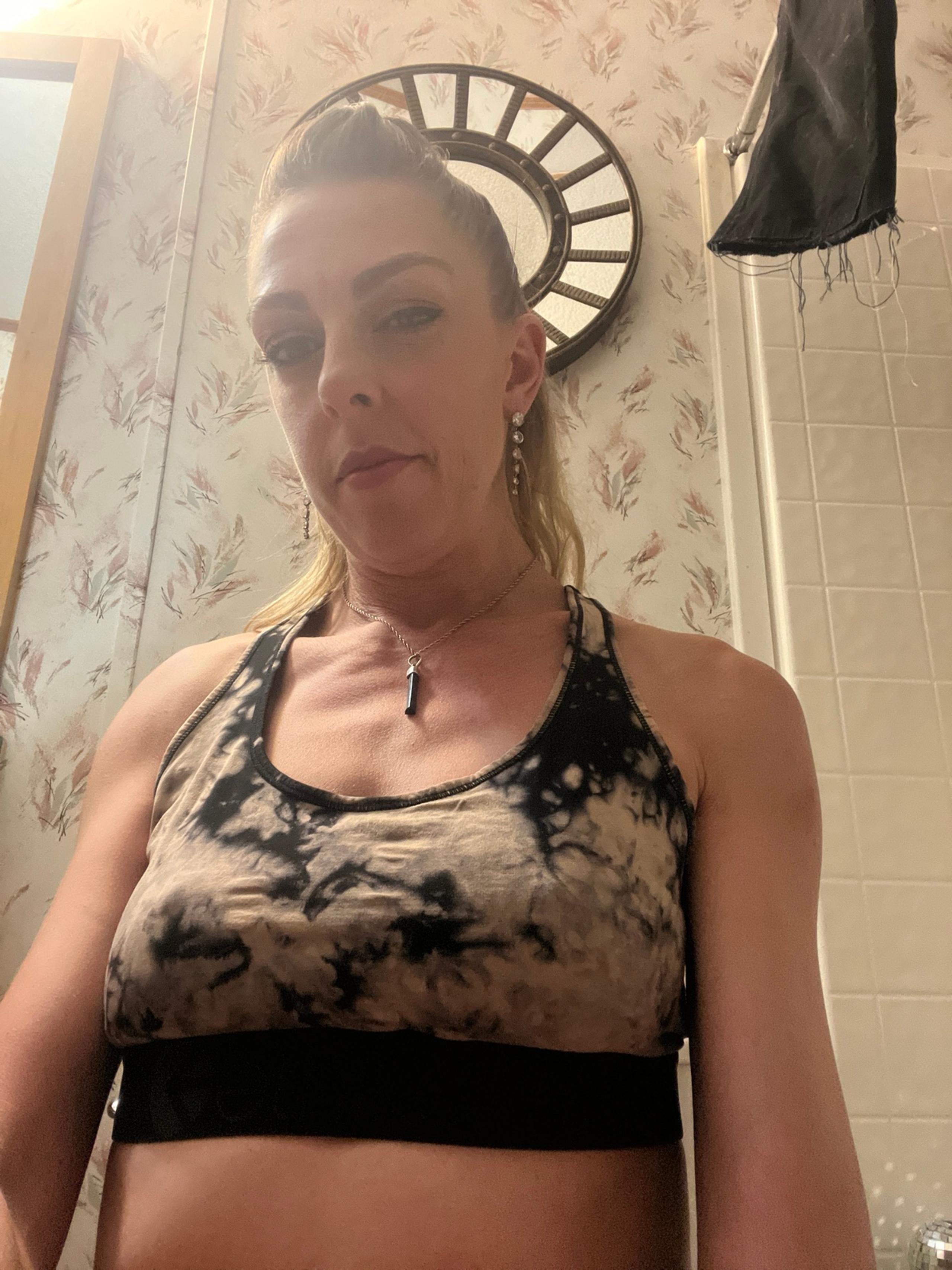 ETHIKA woman’s sports bra black tie-dye SIZE small/Med?