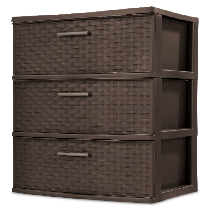 Sterilite 3 Drawer Wide Weave Tower Plastic, Espresso